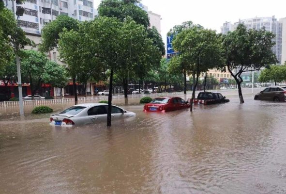 暴雨袭城汽车被淹，杭州叉车紧急出动，展开救援！(图3)